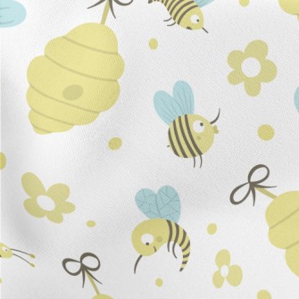 Honeycomb And Bees Lightweight Cotton Poplin