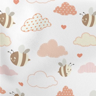 Bees And Clouds Lightweight Cotton Poplin