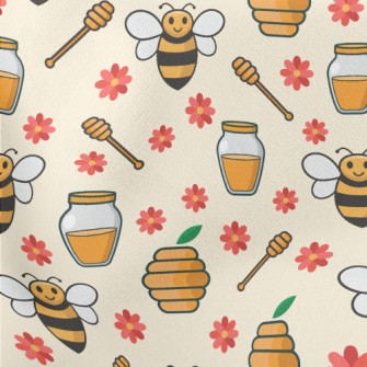 Sweet Honey And Bees Lightweight Cotton Poplin