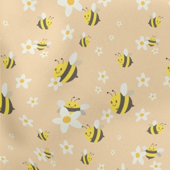 White Flower Bee Lightweight Cotton Poplin
