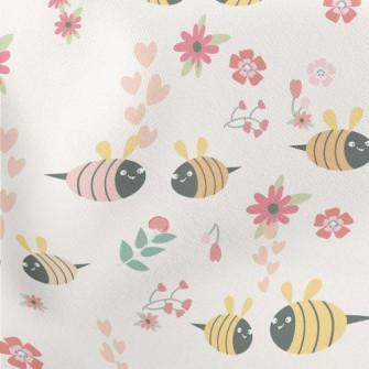 Flowers And Bees Couple Lightweight Cotton Poplin