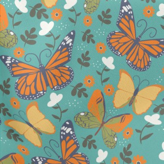 Butterflies And Flowers Lightweight Cotton Poplin