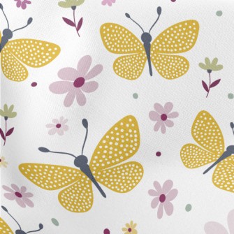 Yellow Butterfly Lightweight Cotton Poplin