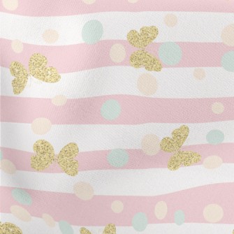 Gold Glitter Butterfly Lightweight Cotton Poplin