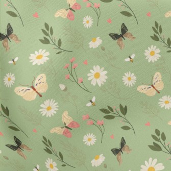 Flowers And Butterflies Lightweight Cotton Poplin