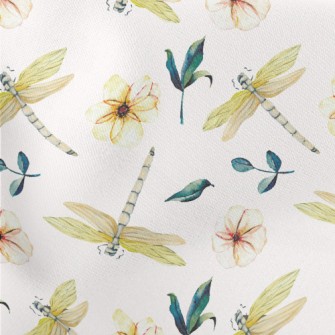 Flowers And Dragonflies Lightweight Cotton Poplin