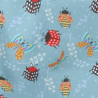 Ladybug And Dragonfly Lightweight Cotton Poplin