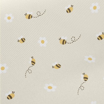 Small White Flower Bee Midweight Cotton Poplin