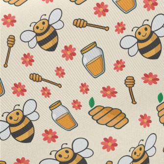 Sweet Honey And Bees Midweight Cotton Poplin