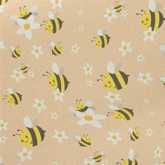 White Flower Bee Midweight Cotton Poplin