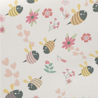 Flowers And Bees Couple Midweight Cotton Poplin