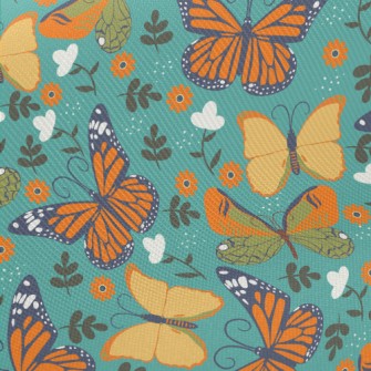Butterflies And Flowers Midweight Cotton Poplin