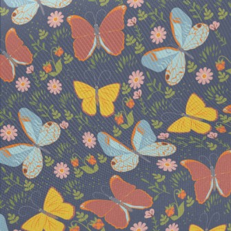 Butterflies And Flowers Midweight Cotton Poplin