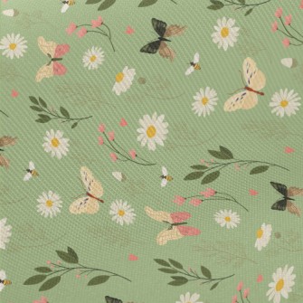 Flowers And Butterflies Midweight Cotton Poplin