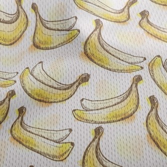 Hand Drawn Cute Banana Athletic Mesh Flat Back