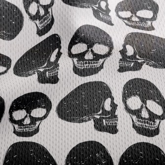 Black And White Skull Athletic Mesh Flat Back