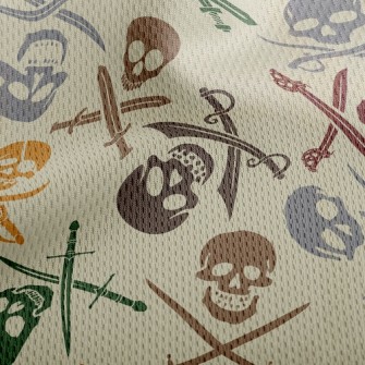 Colorful Pirate Skull Athletic Mesh Flat Back