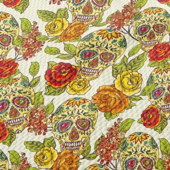 Colorful Painted Skull Birdseye Piqué