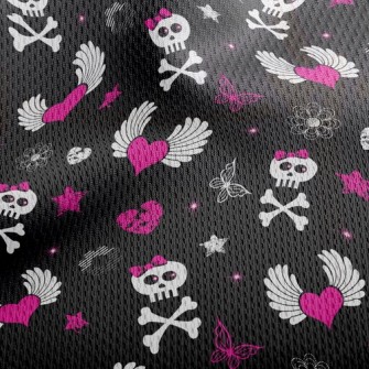 Heart Wings Skull Athletic Mesh Flat Back
