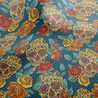 Painted Skull Athletic Mesh Flat Back