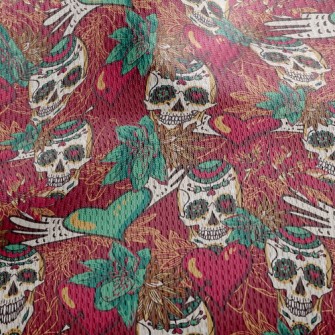 Heart Painted Skull Athletic Mesh Flat Back