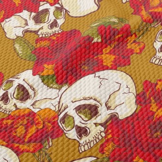 Red Flower Skull Birdseye Piqué