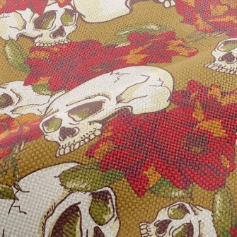 Red Flower Skull Performance Linen