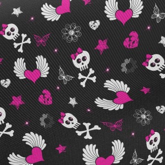 Heart Wings Skull Twill