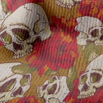 Red Flower Skull Terry