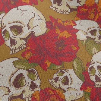 Red Flower Skull Chiffon