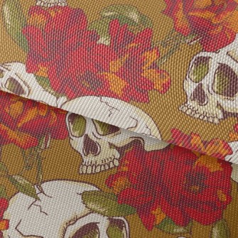 Red Flower Skull Waterproof Oxford