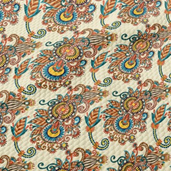 Bright Damask Flowers Birdseye Piqué