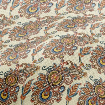 Bright Damask Flowers Performance Linen