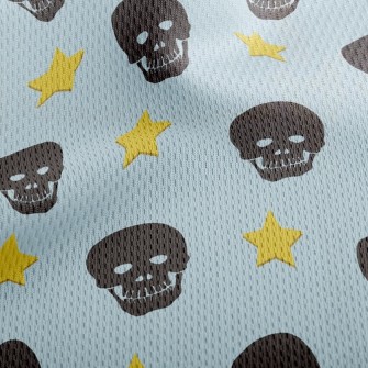 Black Skull Star Athletic Mesh Flat Back