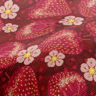 Sweetheart Bright Strawberries Performance Linen