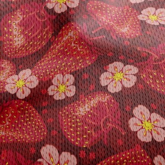 Sweetheart Bright Strawberries Athletic Mesh Flat Back