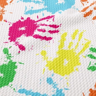 Colorful Handprints Birdseye Piqué