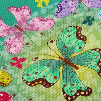 Colorful Butterflies Birdseye Piqué
