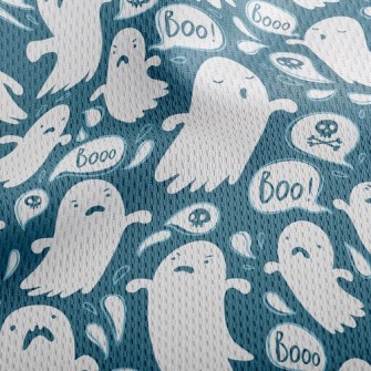Floating Cute Ghost Athletic Mesh Flat Back