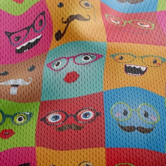 Funny Glasses Face Athletic Mesh Flat Back