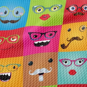 Funny Glasses Face Birdseye Piqué