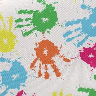 Colorful Handprints Twill