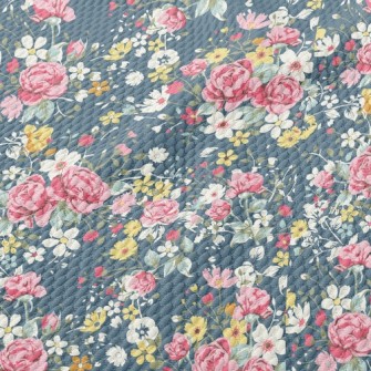 Colorful Flowers Birdseye Piqué