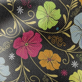 Colored Flowers On Black Backg Waterproof Canvas