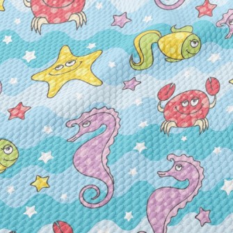 Underwater Animals Birdseye Piqué