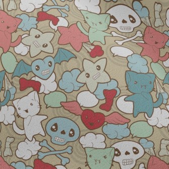Doodle Cat Skull Chiffon