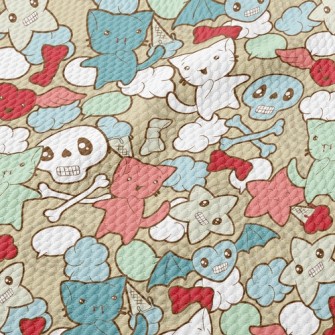 Doodle Cat Skull Birdseye Piqué