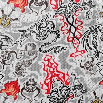 Skeleton Bull Demon King Birdseye Piqué