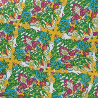 Green Flower Twill