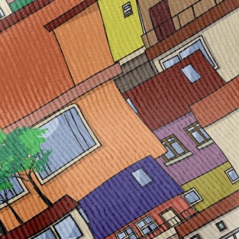 Colorful Houses Standard Corduroy